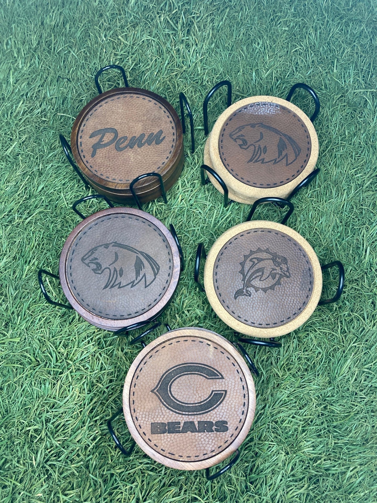 Custom Football Leather Coasters