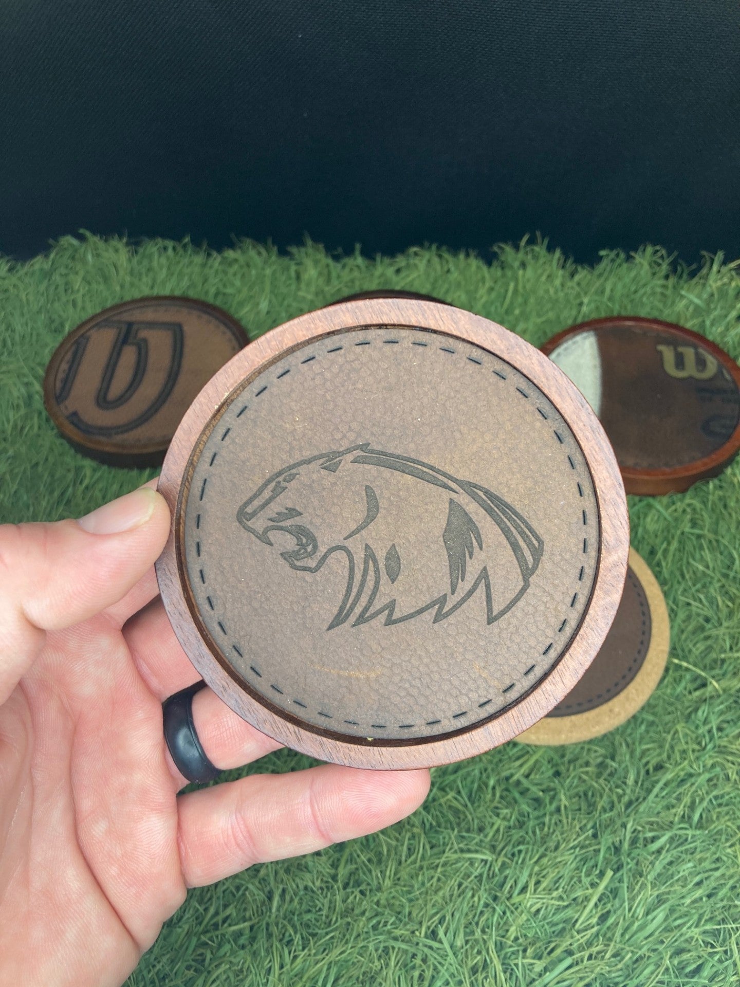 Custom Football Leather Coasters