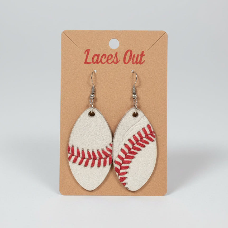 Genuine Leather Baseball Earrings