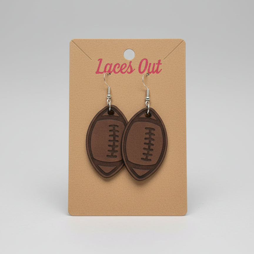 Genuine Leather Football Earrings