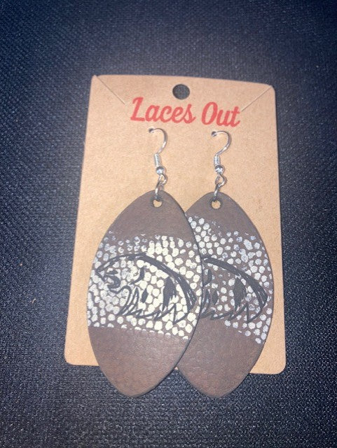 Genuine Leather Football Earrings
