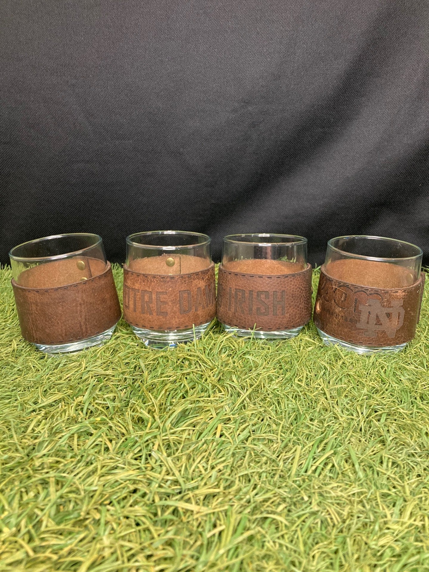 Custom Football Leather Wrapped Glassware