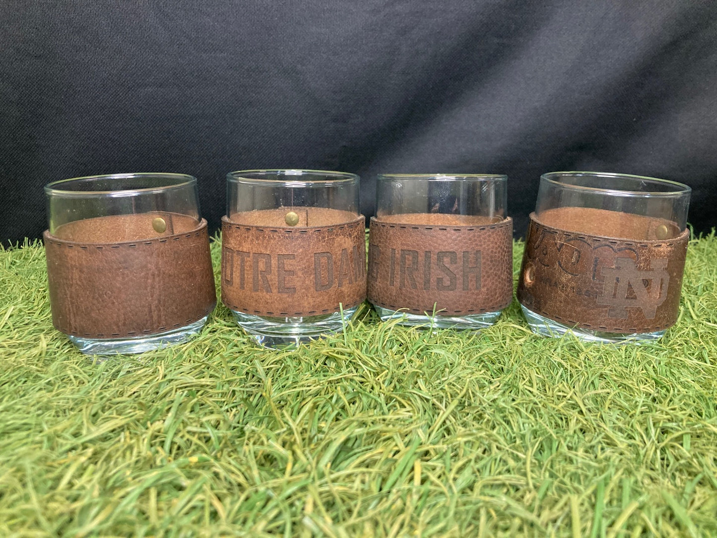 Custom Football Leather Wrapped Glassware