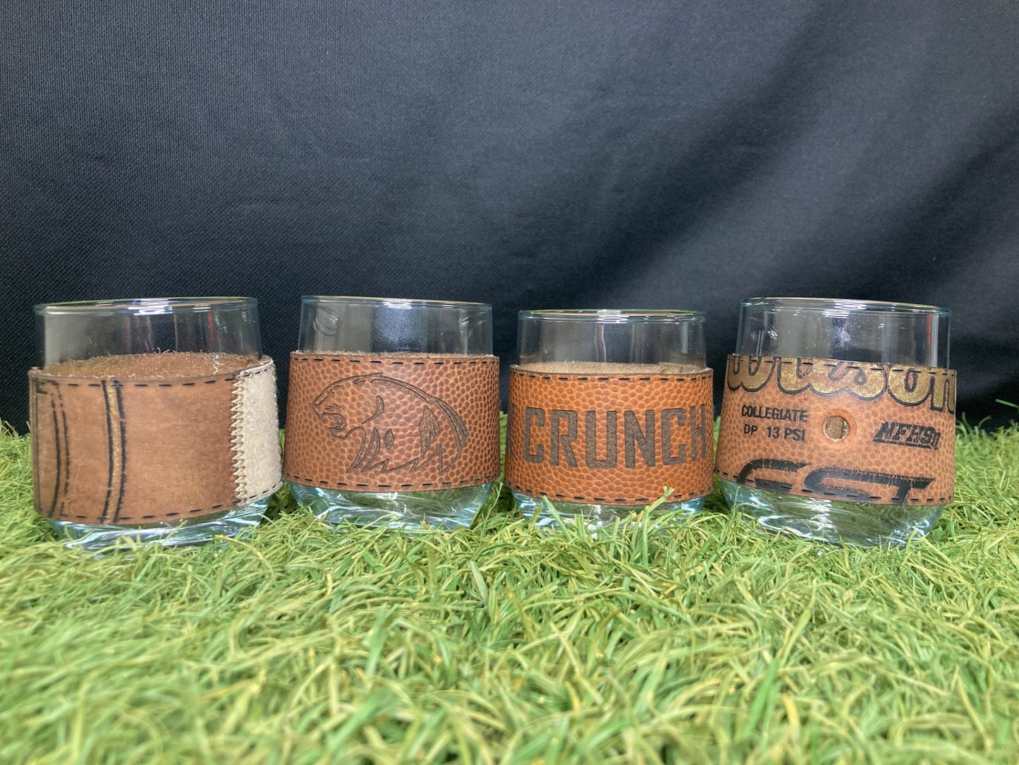 Custom Football Leather Wrapped Glassware