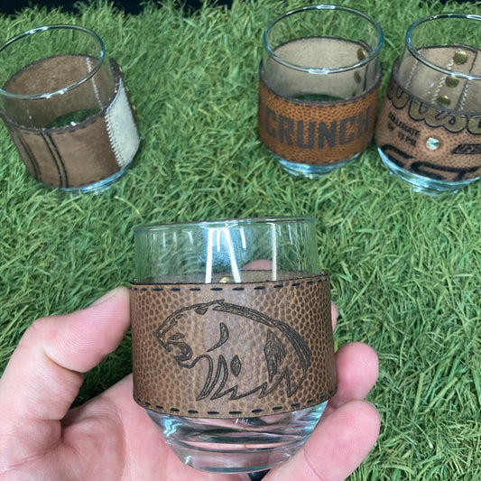 Custom Football Leather Wrapped Glassware